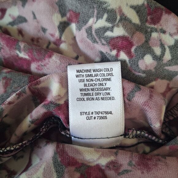 Roz & Ali Officecore Midi Dress Floral Short Sleeve Romantic Flowy Plum Size 24 - Picture 9 of 13